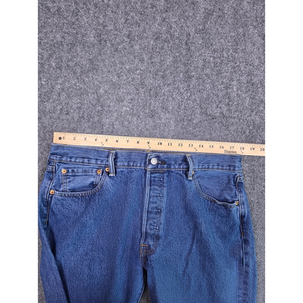 Levi's 501 Original Fit Jeans Mens 36x32 Blue Straight Leg Button Fly Denim 1268 - Picture 11 of 12